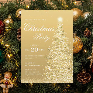 Convites Festa Formal de Natal Árvore de Natal Dourada de I