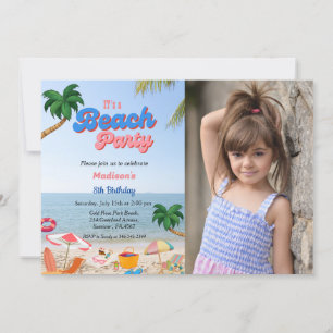 Convites Festa fotográfica de praia, aniversário de praia d