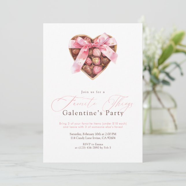Convites Festa Galentine das Coisas Favoritas (Em pé/Frente)