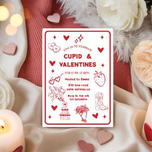 Convites Festa Galentines Cupido & Galentines Caprichosa