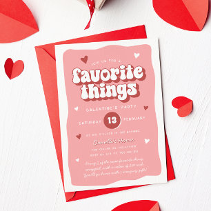 Convites Festa Galentine's Day Coisas Favoritas Retro Rosa