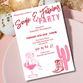 Convites Festa Galentine's Day Ocidental Solteira e Fabulos