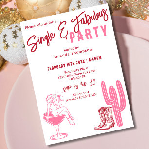 Convites Festa Galentine's Day Ocidental Solteira e Fabulos