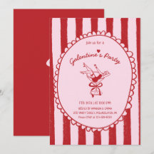 Festa Galentines Desenhada à Mão em Rosa Vermelho