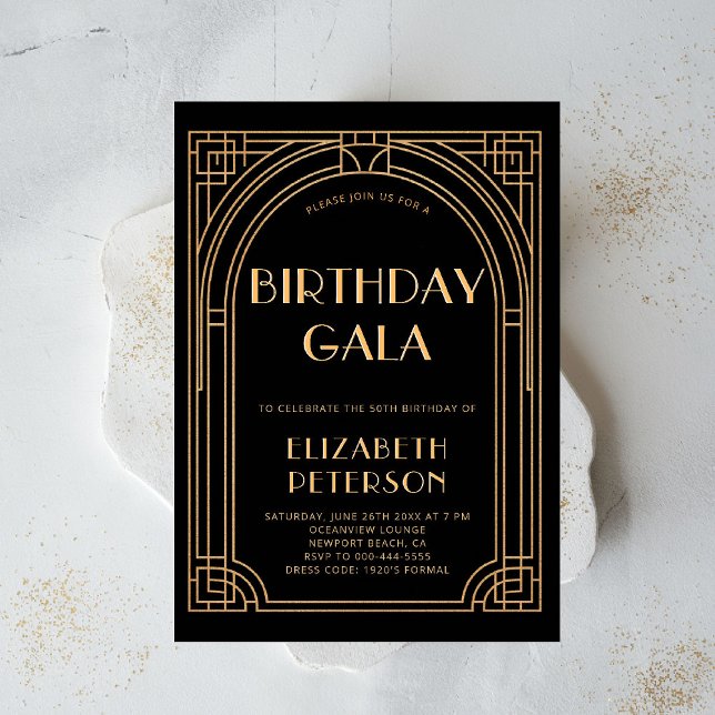 Convites Festa Gatsby Roaring 20s Art Deco Elegant Birthday (gatsby party invitation roaring 1920 twenties prohibition art deco nouveau frame elegant event)