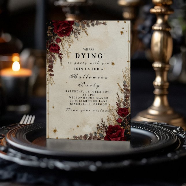 Convites Festa Gótica de Halloween Rosa (Criador carregado)