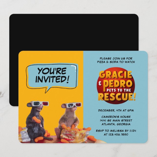 Convites Festa Gracie & Pedro Watch (Frente/Verso)