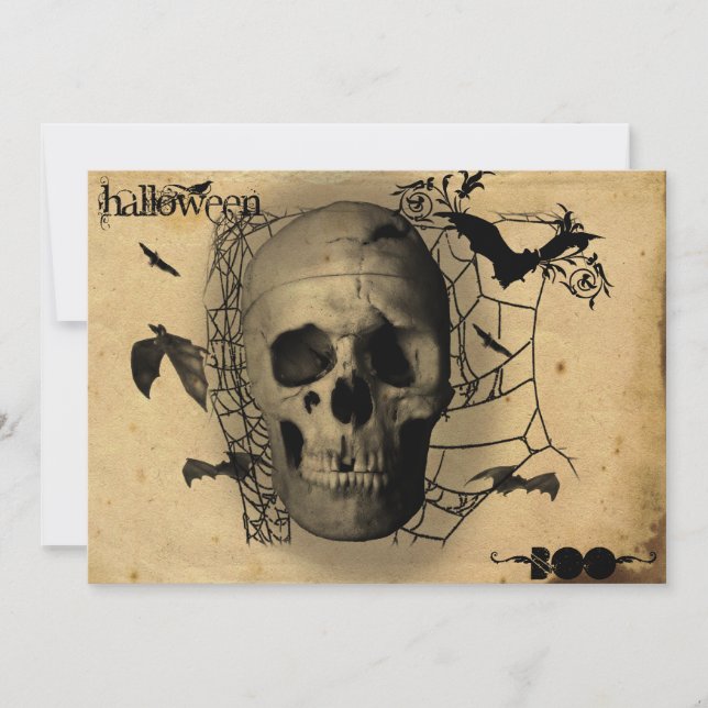 Convites Festa Grunge Skull Halloween (Frente)