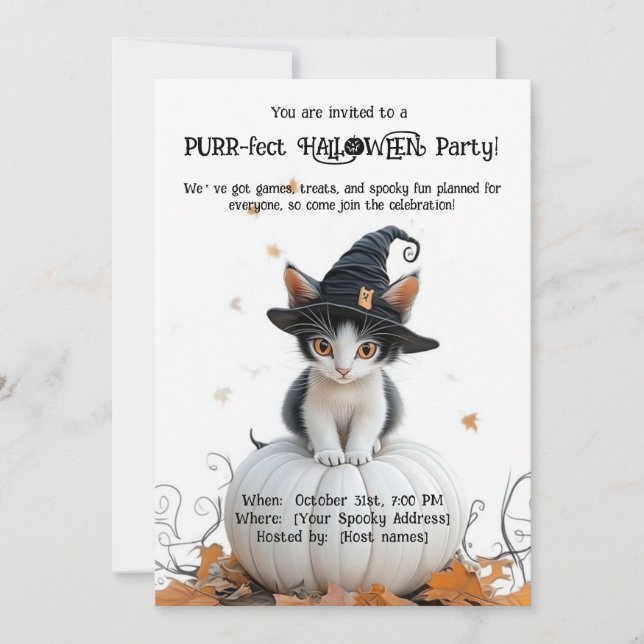 Convites 🐈 ‍ ⬛ Festa 🎃 Halloween PURR-EFE (Frente)