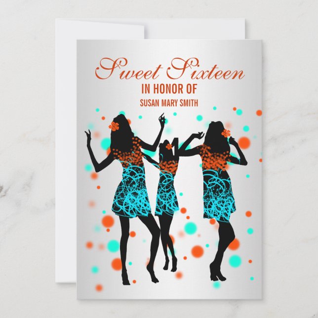 Convites Festa havaiana da ilha dos doces dezesseis (Frente)