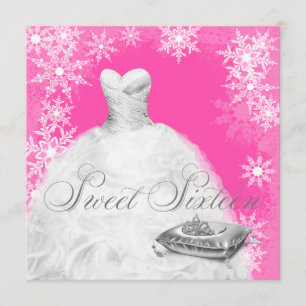 Convites Festa Hot Pink Snowflake Sweet Sixteen