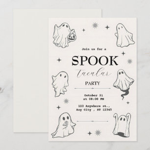 Convites Festa Ilustrativa do Fantasma de Halloween das cin