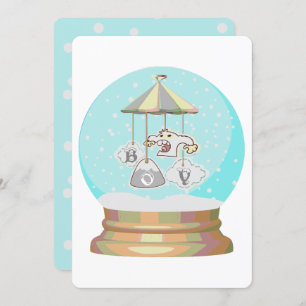 Convites Festa infantil do globo de neve do inverno yeti