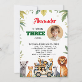 Convites Festa Infantil Safari em Aquarela Animais da Selva
