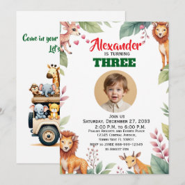 Convites Festa Infantil Safari em Aquarela Animais Selva Sa