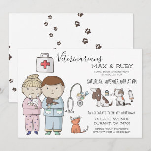 Convites Festa Infantil Temática Veterinária para Meninos e