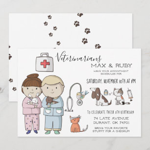Convites Festa Infantil Temática Veterinária para Meninos e
