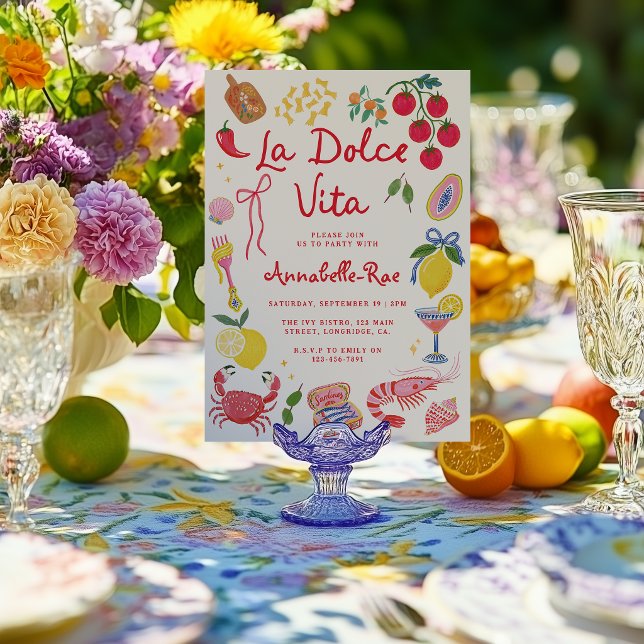 Convites Festa La Dolce Vita Comida Riviera Italiana (Criador carregado)