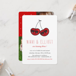 Convites Festa Legal de Desenho Animado Cerejas Gêmeos Aniv