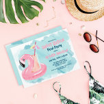 Convites Festa Legal Tropical Flamingo, Piscina, doce 16<br><div class="desc">Este doce e legal convite de aniversário de dezesseis é perfeito para o verão. Apresenta uma piscina de caddy com coloração aquosa flamingo, pintada manualmente, com uma bebida tropical e um guarda-chuva. O esquema de cores inclui cor-de-rosa, pêssego, azul, preto, amarelo e fuchsia. É adorável, moderno, artístico, único, feminino, e...</div>