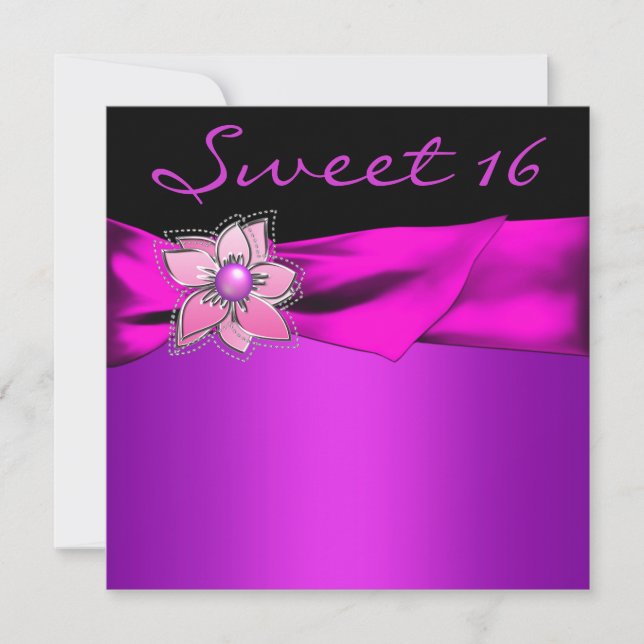 Convites Festa Magenta Sweet 16 (Frente)