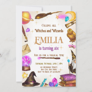 Convites Festa Mágica de Aniversário de Bruxas e Feiticeira