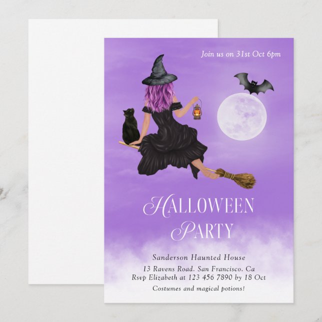 Convites Festa Mágica de Halloween (Frente/Verso)