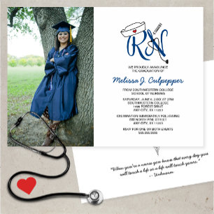 Convites Festa/marinho de formatura de foto de enfermeira R