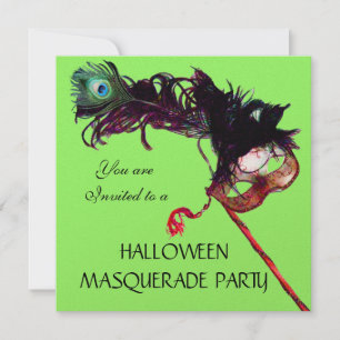 Convites FESTA MASCARADA HALLOWEEN,Verde Dourado Negro