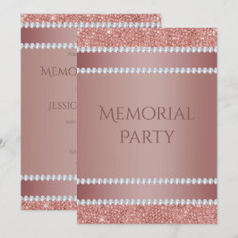 Convites Festa Memorial Brilhante em Rosa Dourado e Diamant