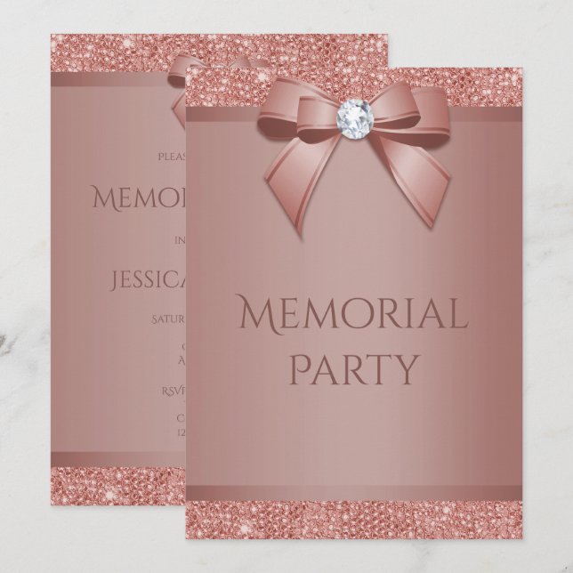 Convites Festa Memorial com Arco de Ouro Glamouroso (Frente/Verso)