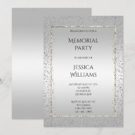 Convites Festa Memorial de Confete de Prata Elegante