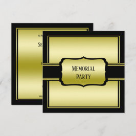 Convites Festa Memorial de Homem Elegante Dourado e Preto
