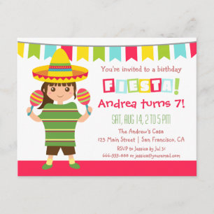 Convites Festa Mexicana Chevron para Crianças Aniversário