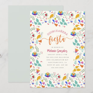 Convites Festa mexicana floral de Quinceañera do bordado