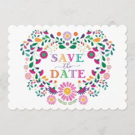 Convites Festa Mexicana Flower Wreath Salva a Data
