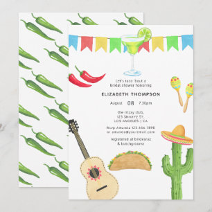 Convites Festa Mexicana Taco sobre Amor Chá de Noiva