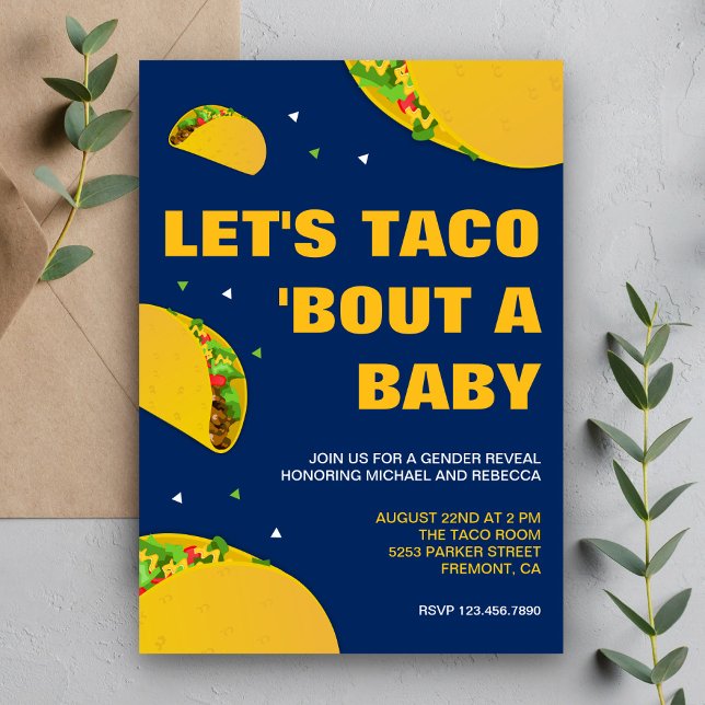 Convites Festa Mexicana Tema Taco Revelação de Gênero (Criador carregado)