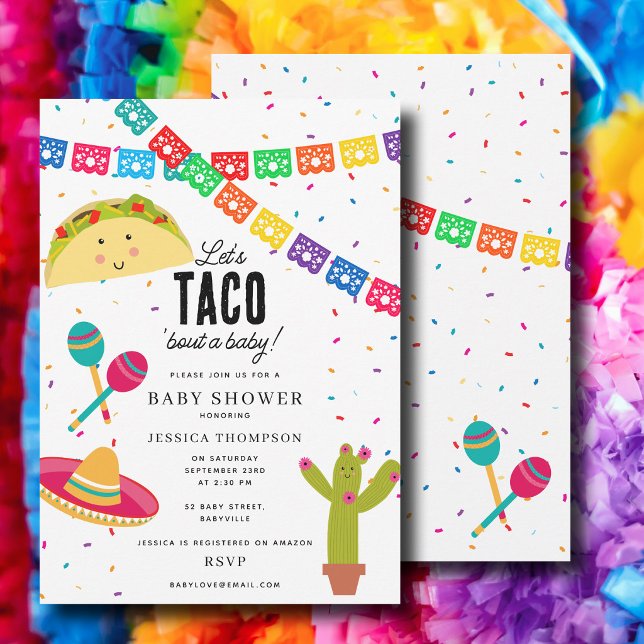 Convites Festa Mexicana - Vamos falar sobre um Chá de Bebê (Mexican Fiesta - Let's taco 'Bout a Baby Shower Invitation)