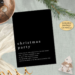 Convites Festa Mínima de Natal Preto Preto