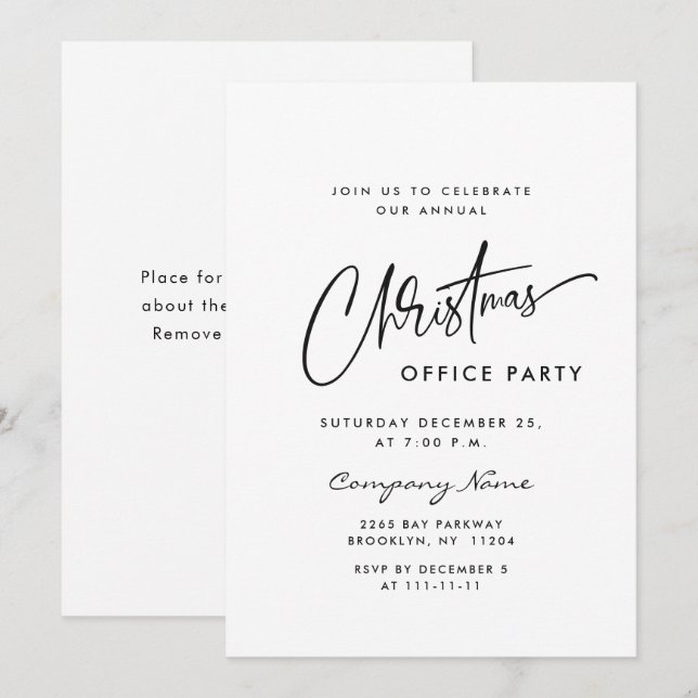 Convites Festa Mínima Elegante de Natal (Frente/Verso)