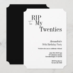 Convites Festa Minimalista de Aniversário de 30 anos RIP 20