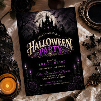 Convites Festa Mística e Assustadora de Halloween Gótico