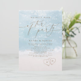 Convites Festa Modern Script Sand Hearts Felizes para Sempr
