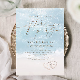 Convites Festa Modern Script Sand Hearts Felizes para Sempr