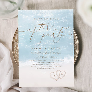 Convites Festa Modern Script Sand Hearts Felizes para Sempr