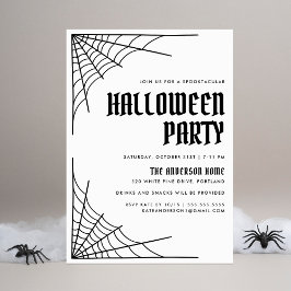 Convites Festa Moderna de Halloween na Web Spider