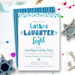 Convites Festa Moderna de Hanukkah com Risadas e Luz de Lat
