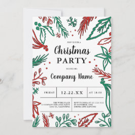 Convites Festa moderna de Natal verde vermelho e ousado