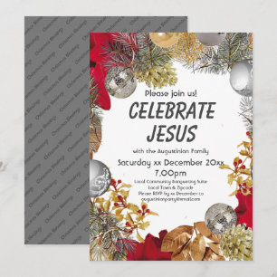 Convites Festa moderna de Natal Wreath CELEBRATE JESUS